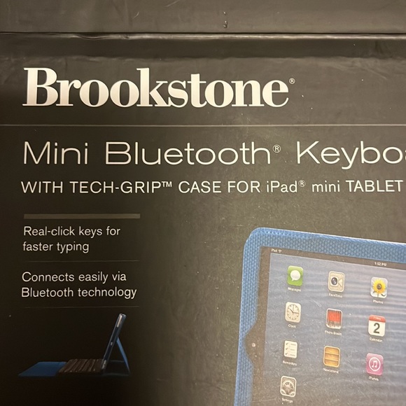 Brookstone, mini Bluetooth keyboard with tech grip case for iPad mini tablet - Picture 4 of 6